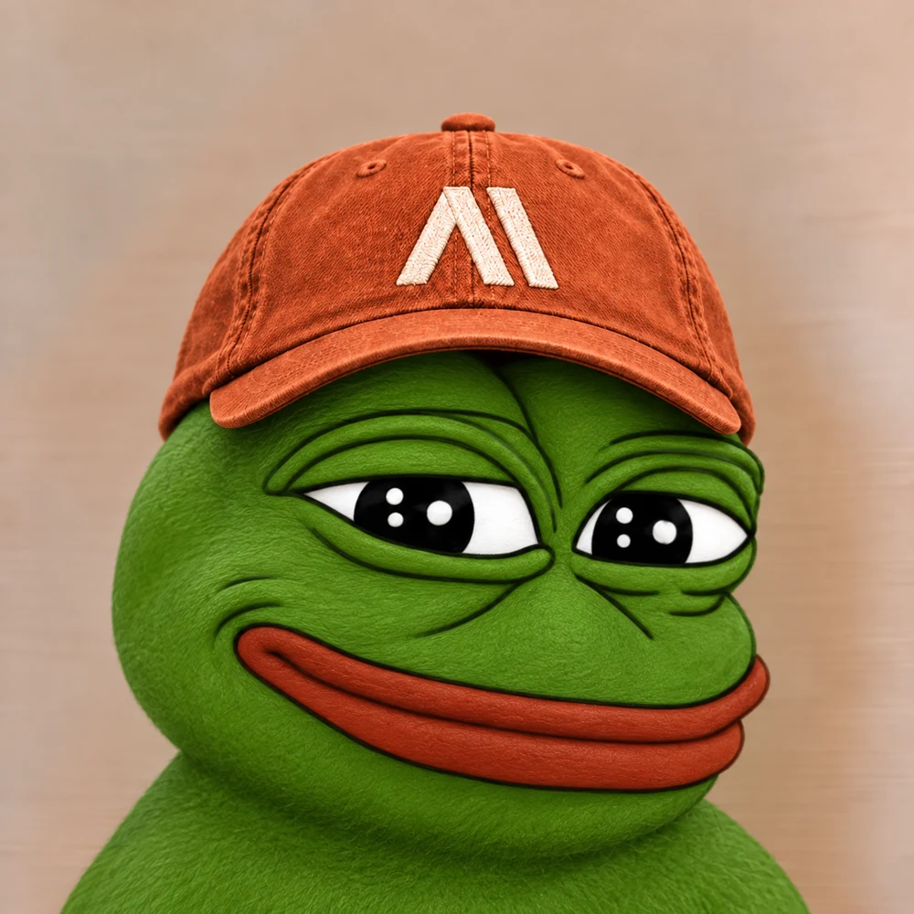 AnthroPepe wearing a burnt-orange cap